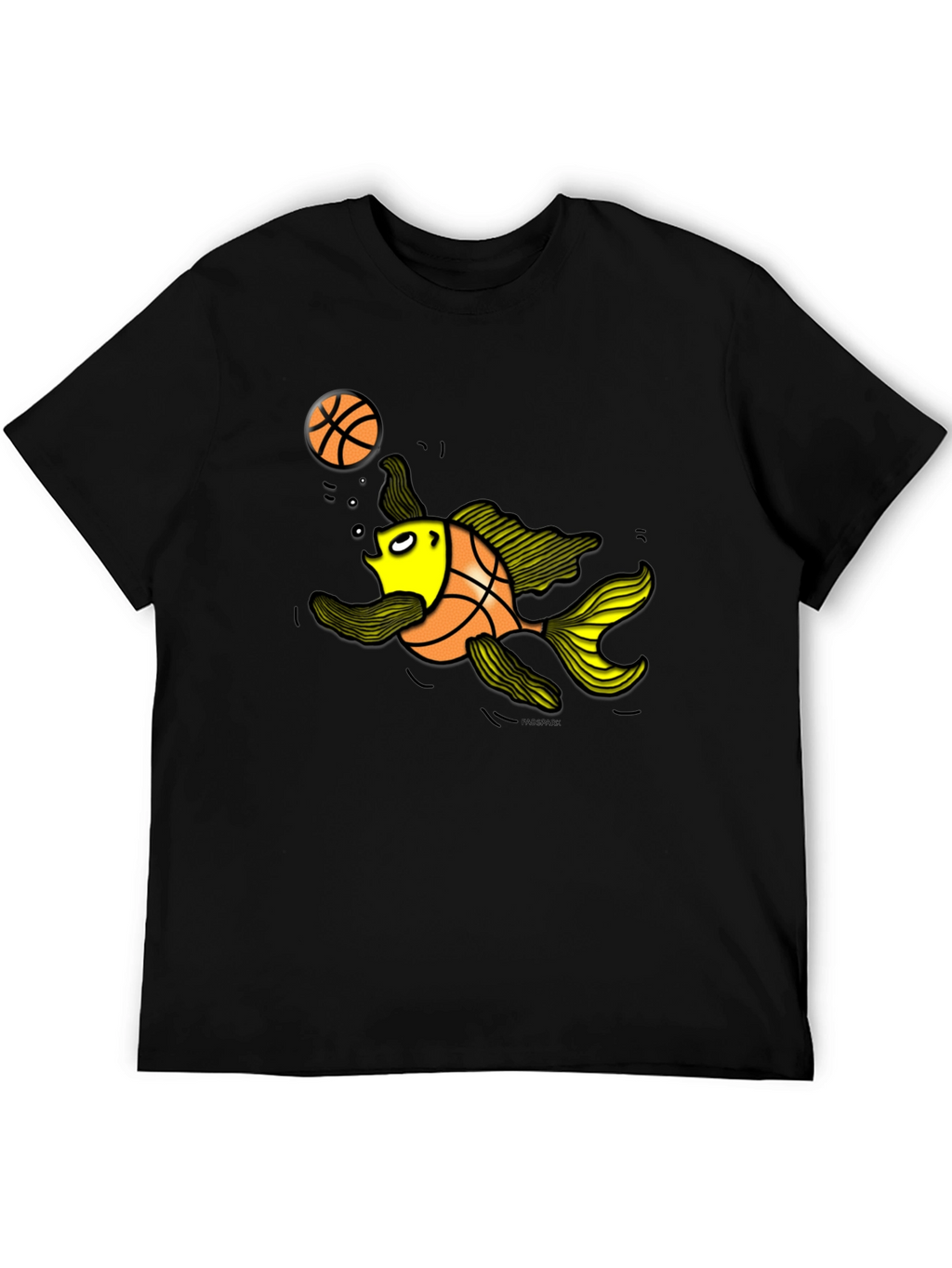 Basketball Fish Graphic Tee - Black