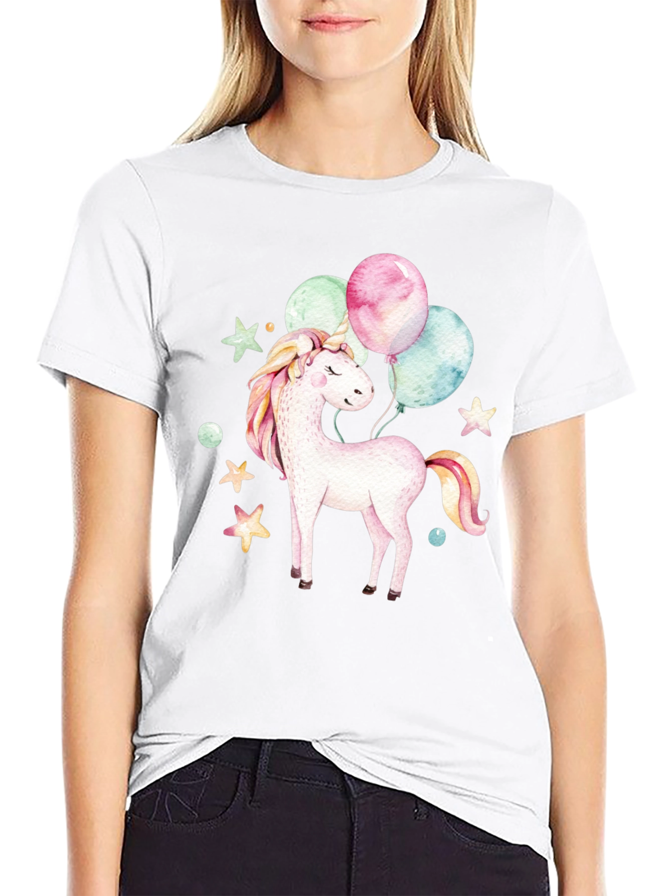 Unicorn Balloons Graphic T-Shirt