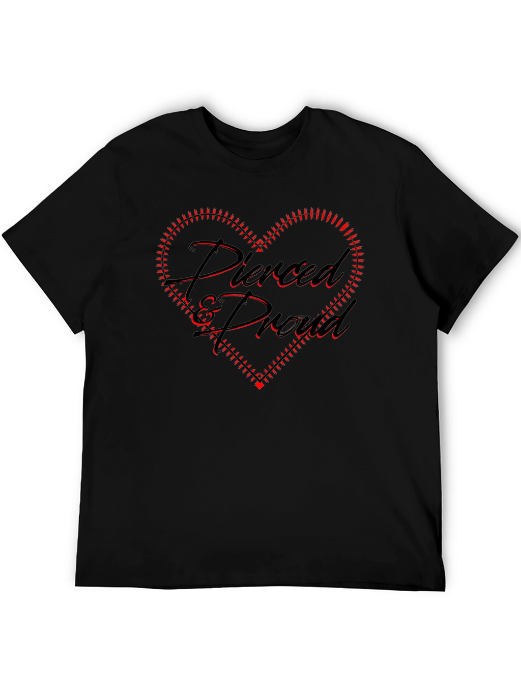 Pierced & Proud Black Graphic Tee - Heart