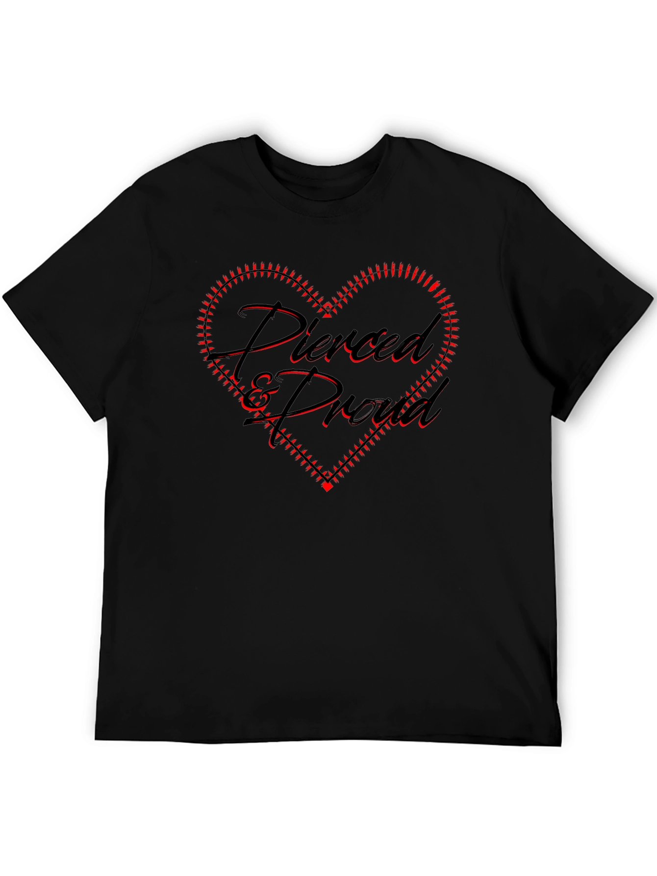 Pierced & Proud Black Graphic Tee - Heart