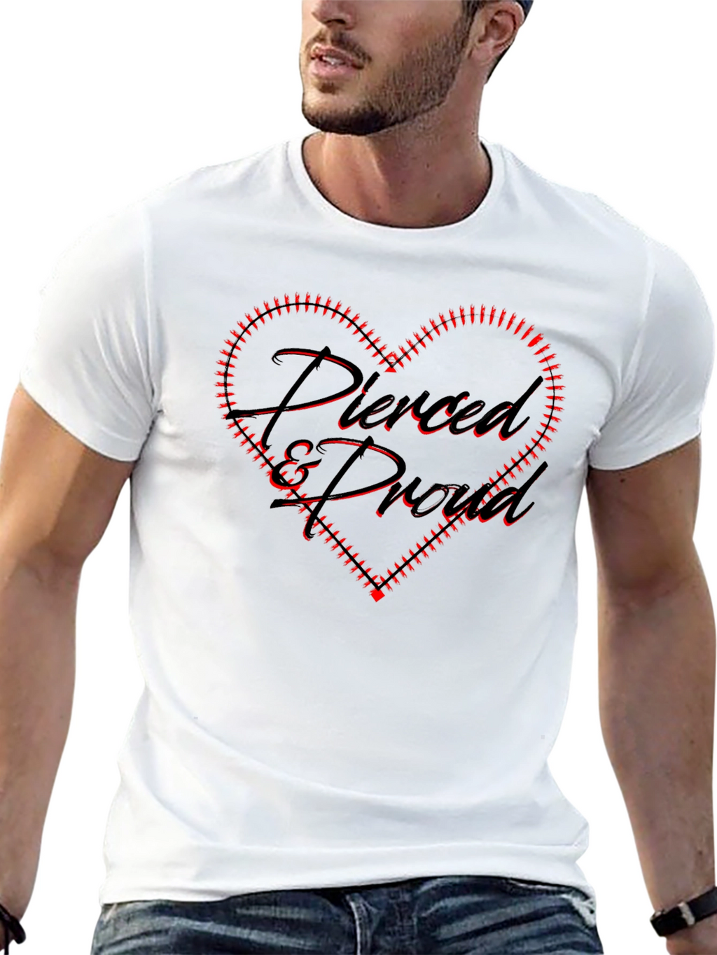 Pierced & Proud Black Graphic Tee - Heart
