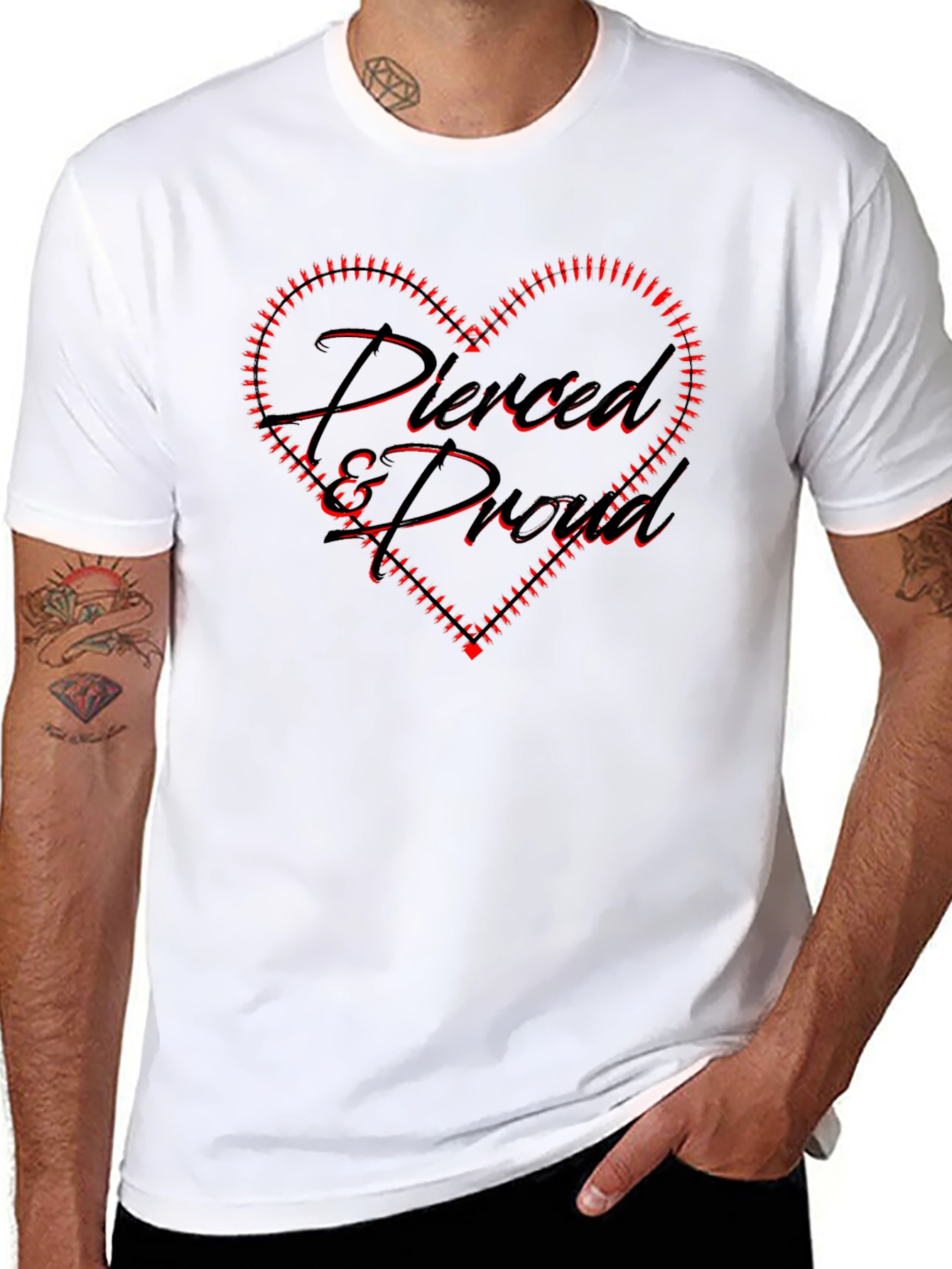Pierced & Proud Black Graphic Tee - Heart