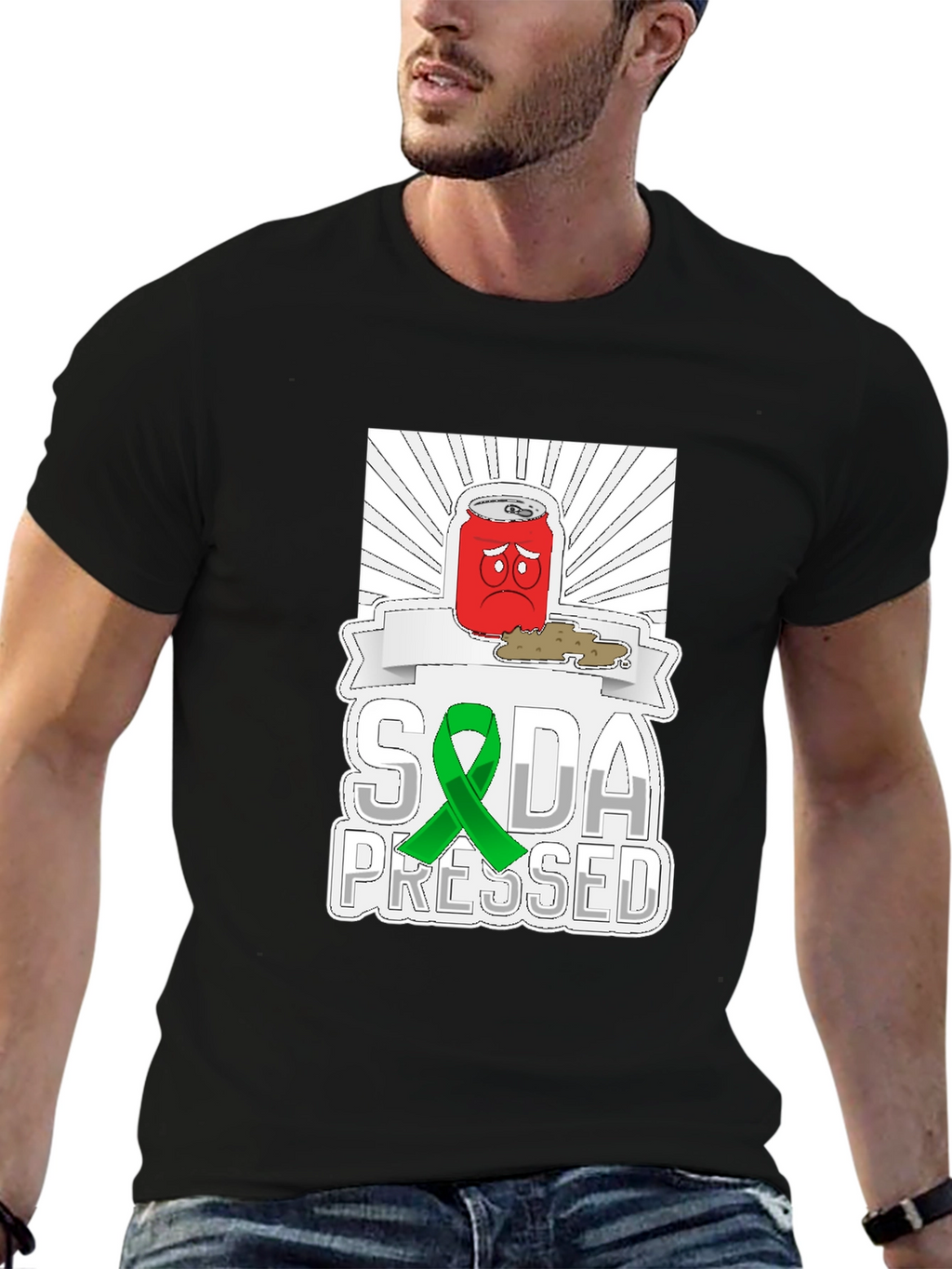 Soda Pressed Graphic Tee - Black Cotton T-Shirt