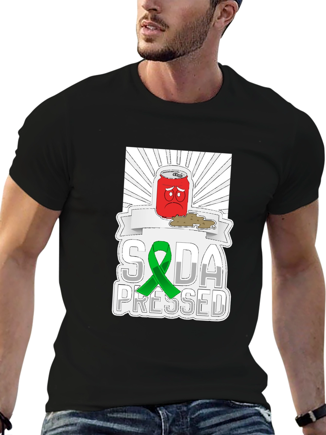 Soda Pressed Graphic Tee - Black Cotton T-Shirt