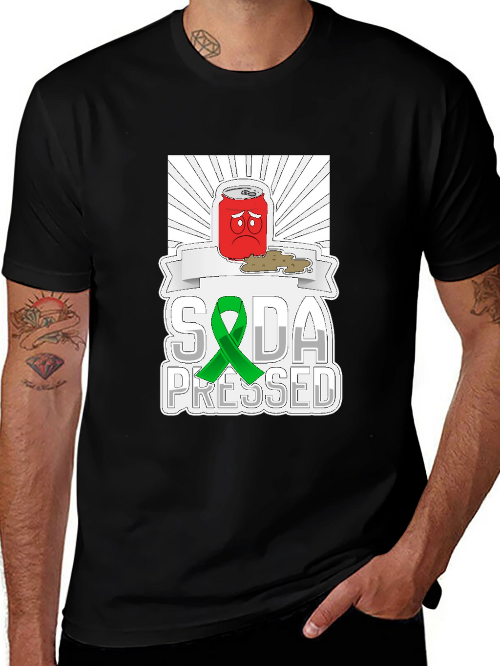 Soda Pressed Graphic Tee - Black Cotton T-Shirt