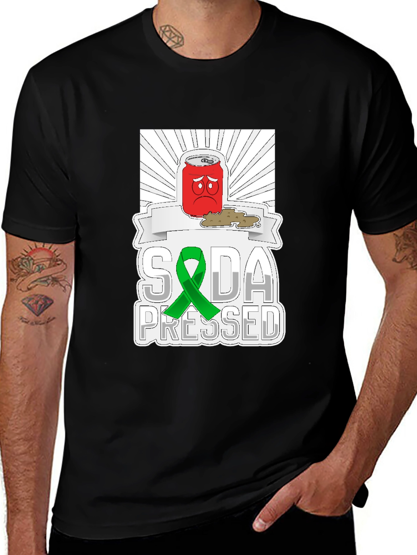 Soda Pressed Graphic Tee - Black Cotton T-Shirt