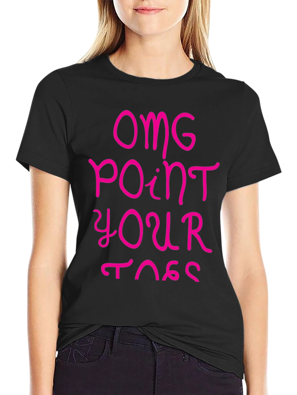 OMG Point Your Toes Black Graphic Tee