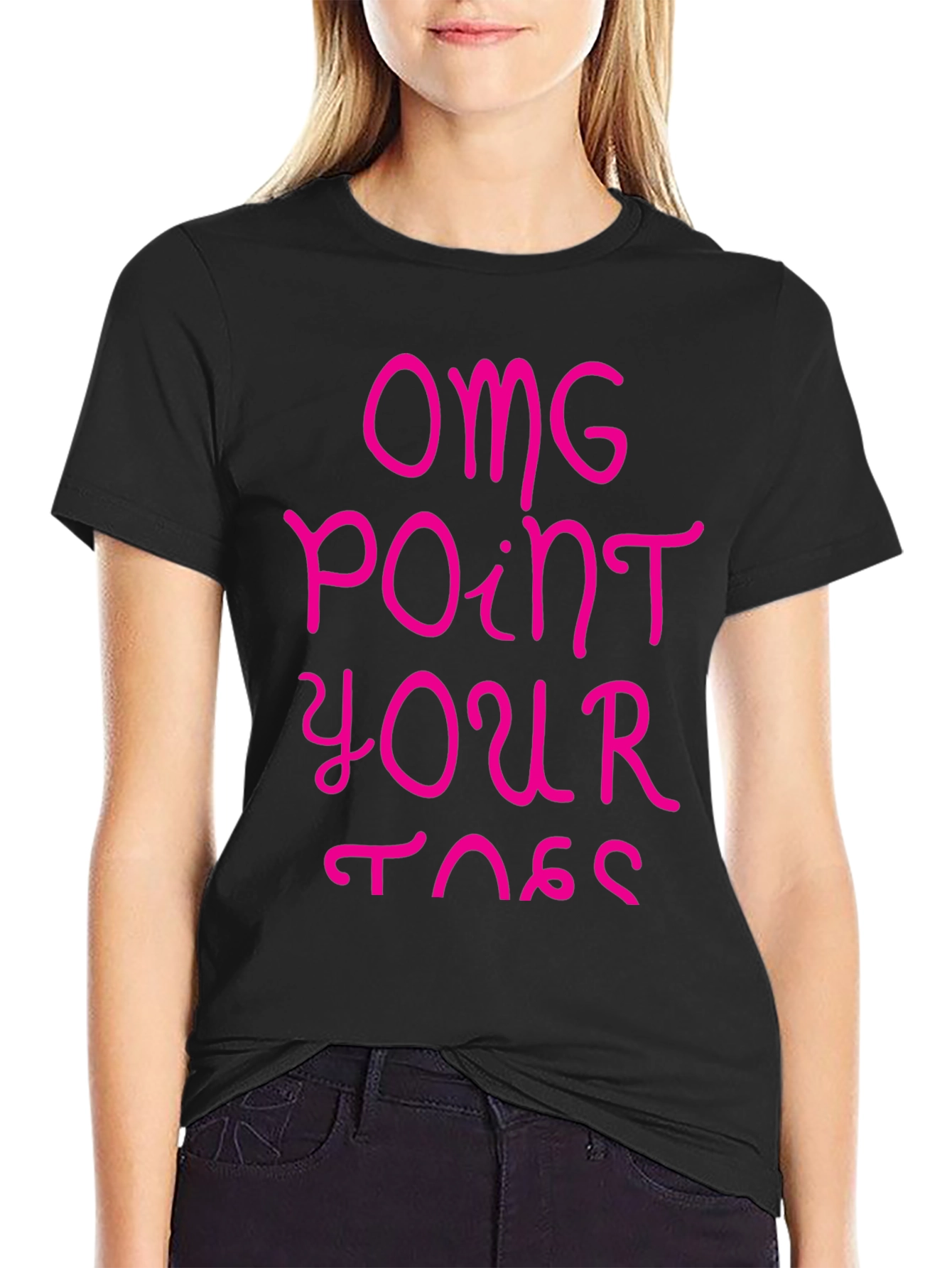 OMG Point Your Toes Black Graphic Tee