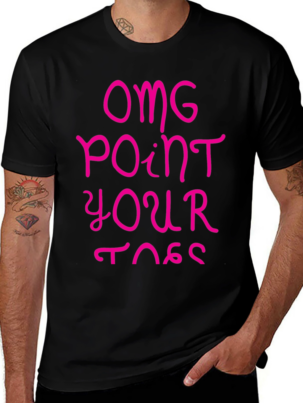 OMG Point Your Toes Black Graphic Tee
