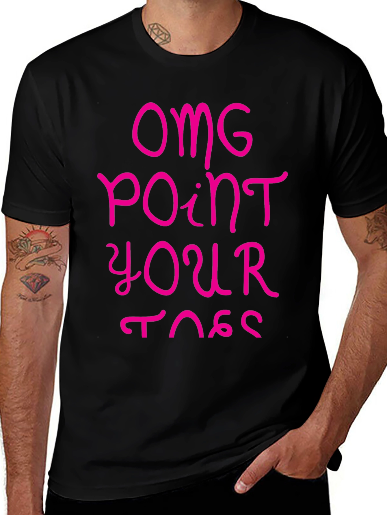 OMG Point Your Toes Black Graphic Tee