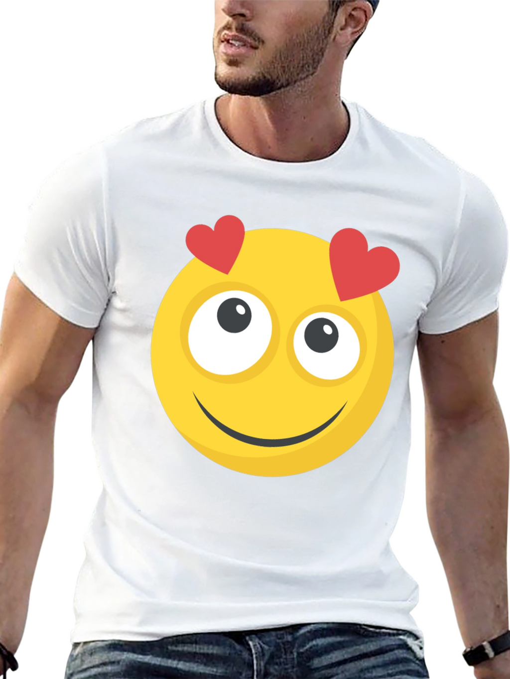 Emoji Heart Eyes Graphic Tee - Black