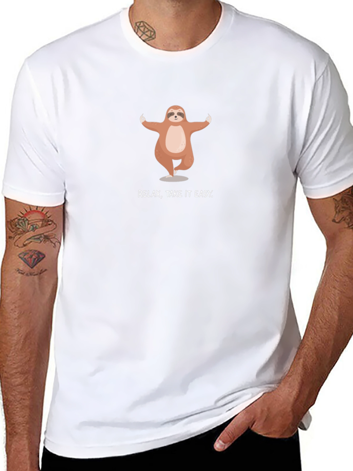 Relax Take It Easy Sloth Black T-Shirt