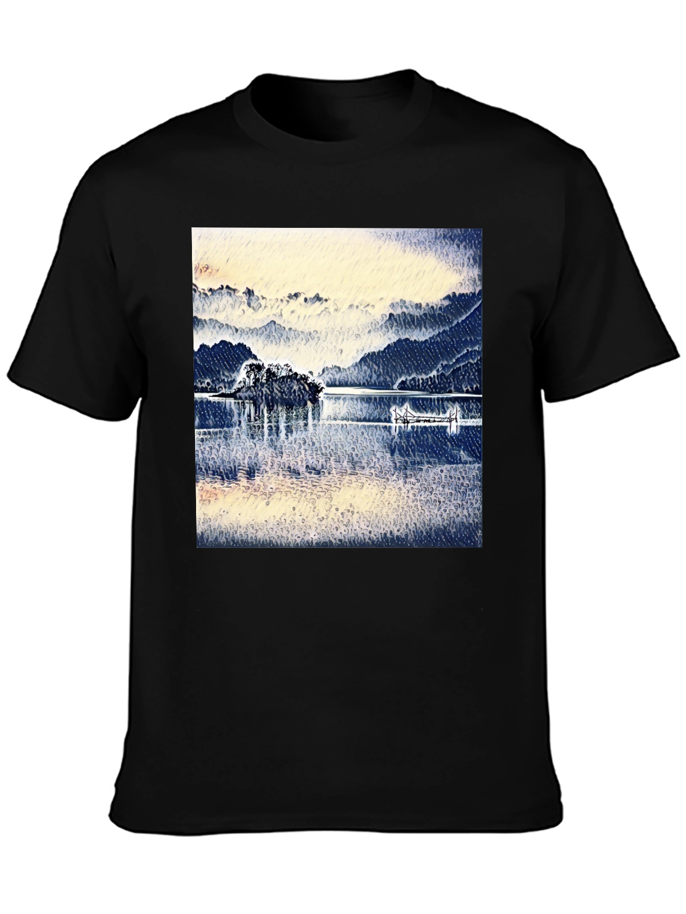 Lake View Graphic Tee - Black