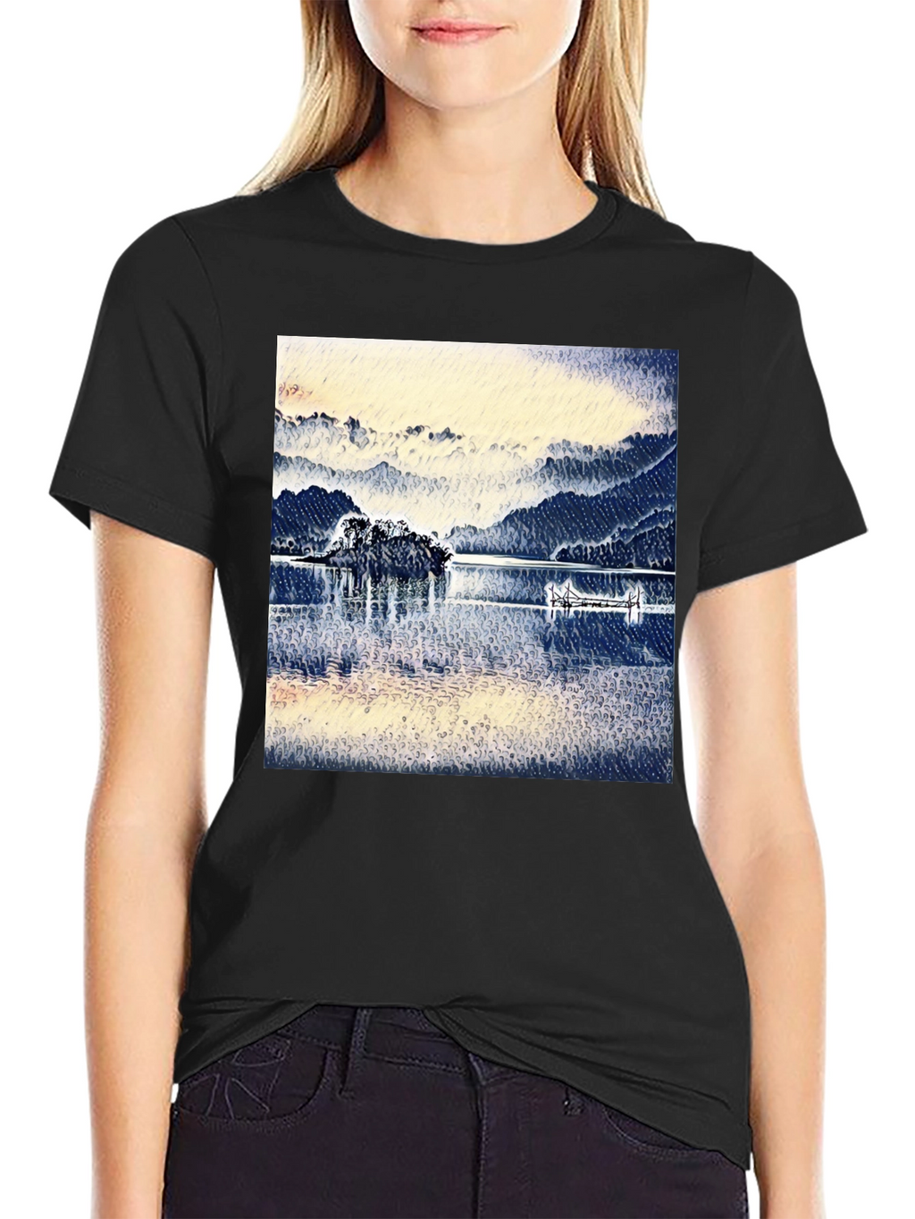 Lake View Graphic Tee - Black