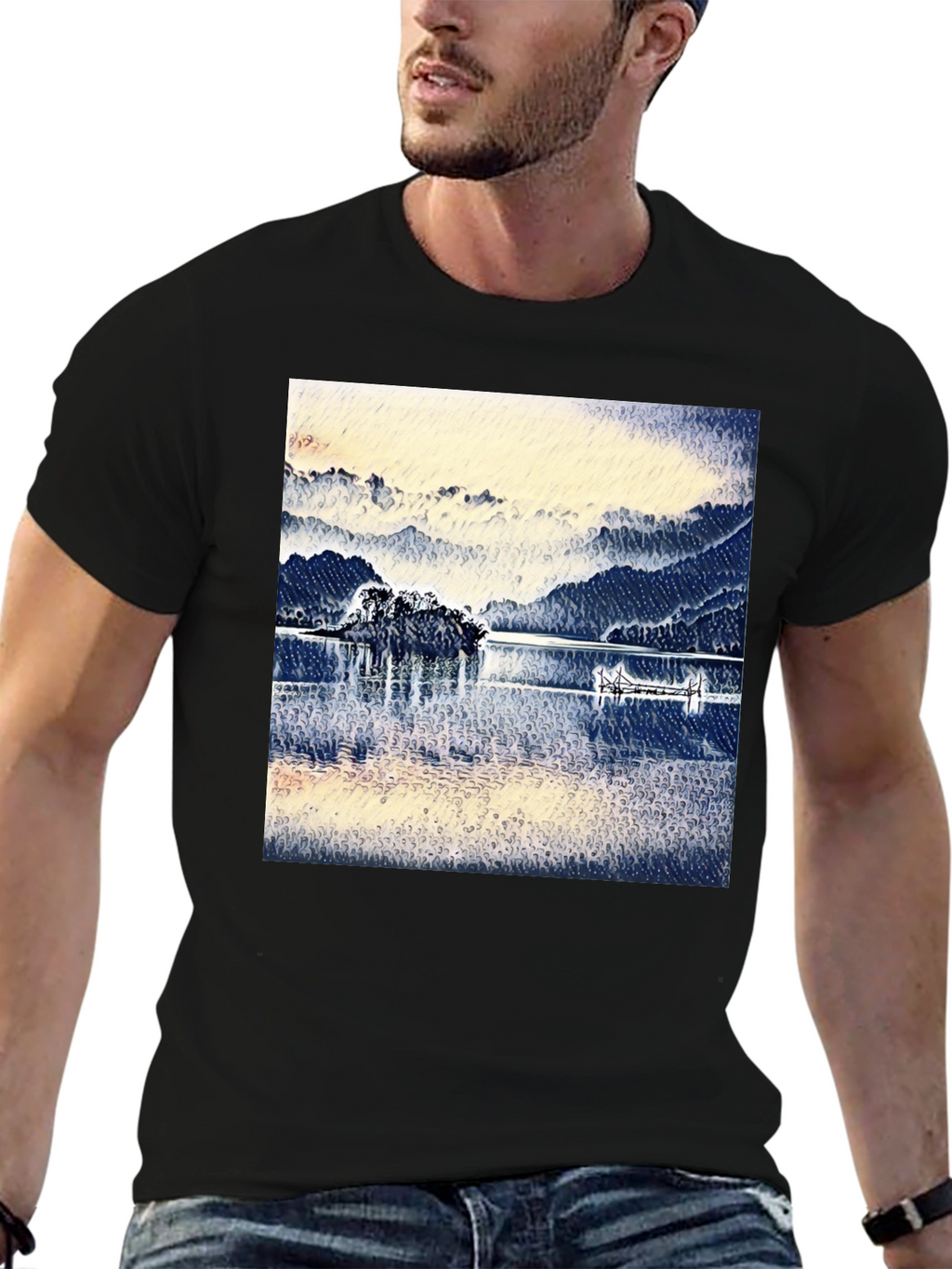 Lake View Graphic Tee - Black