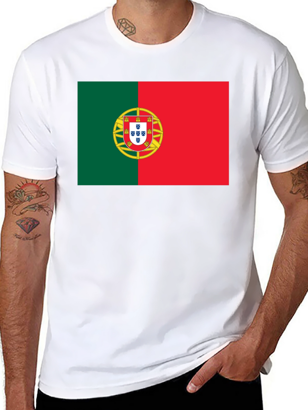 Portugal Flag T-Shirt - Black Cotton Tee