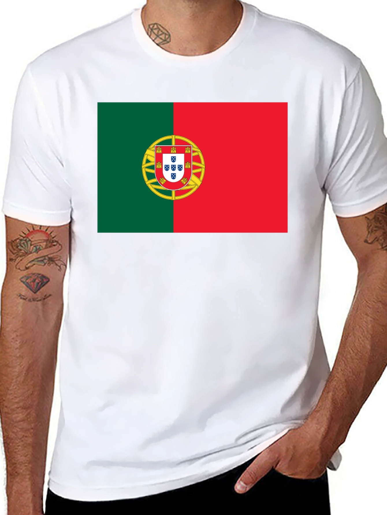 Portugal Flag T-Shirt - Black Cotton Tee