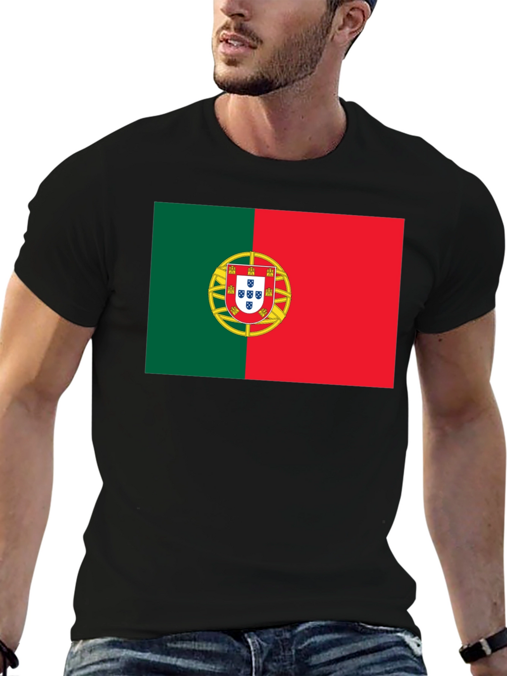 Portugal Flag T-Shirt - Black Cotton Tee