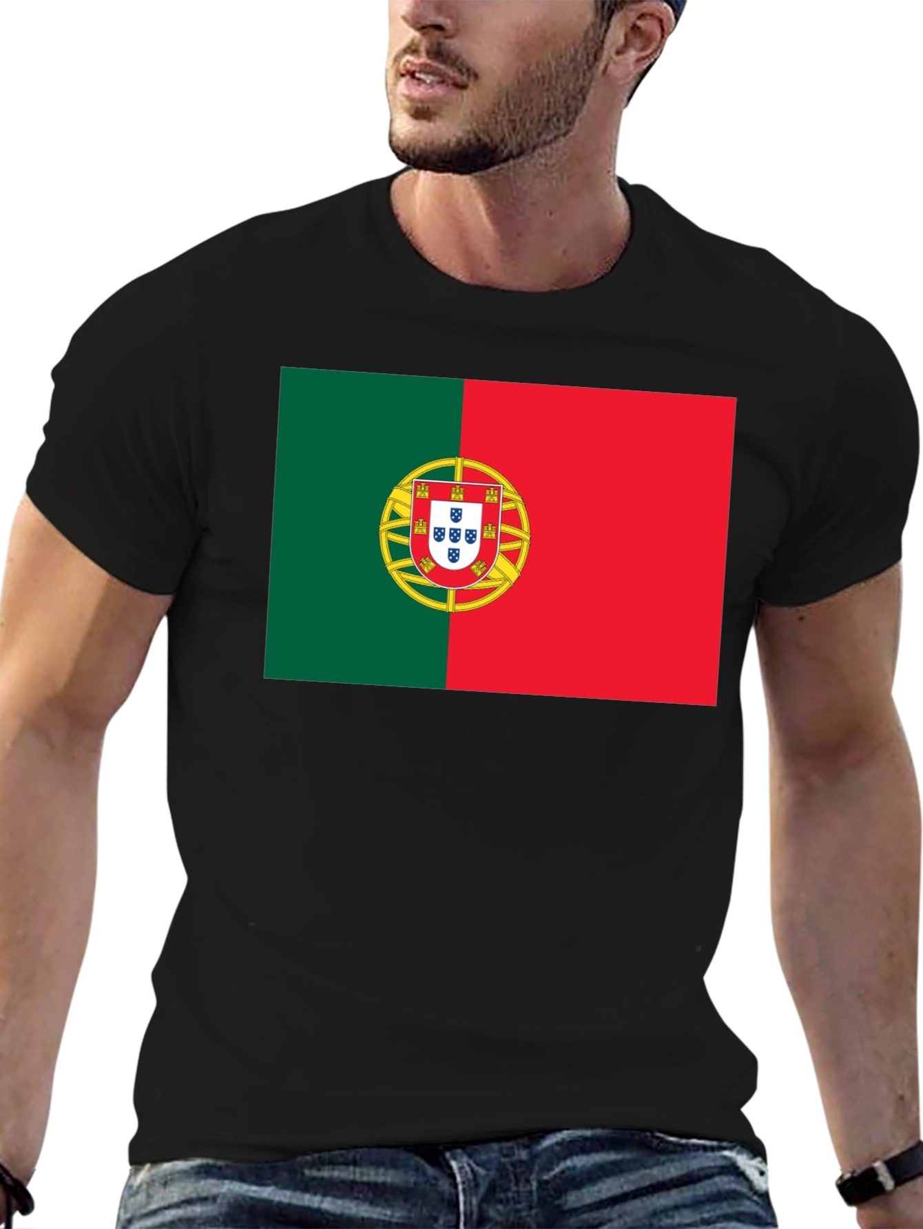 Portugal Flag T-Shirt - Black Cotton Tee