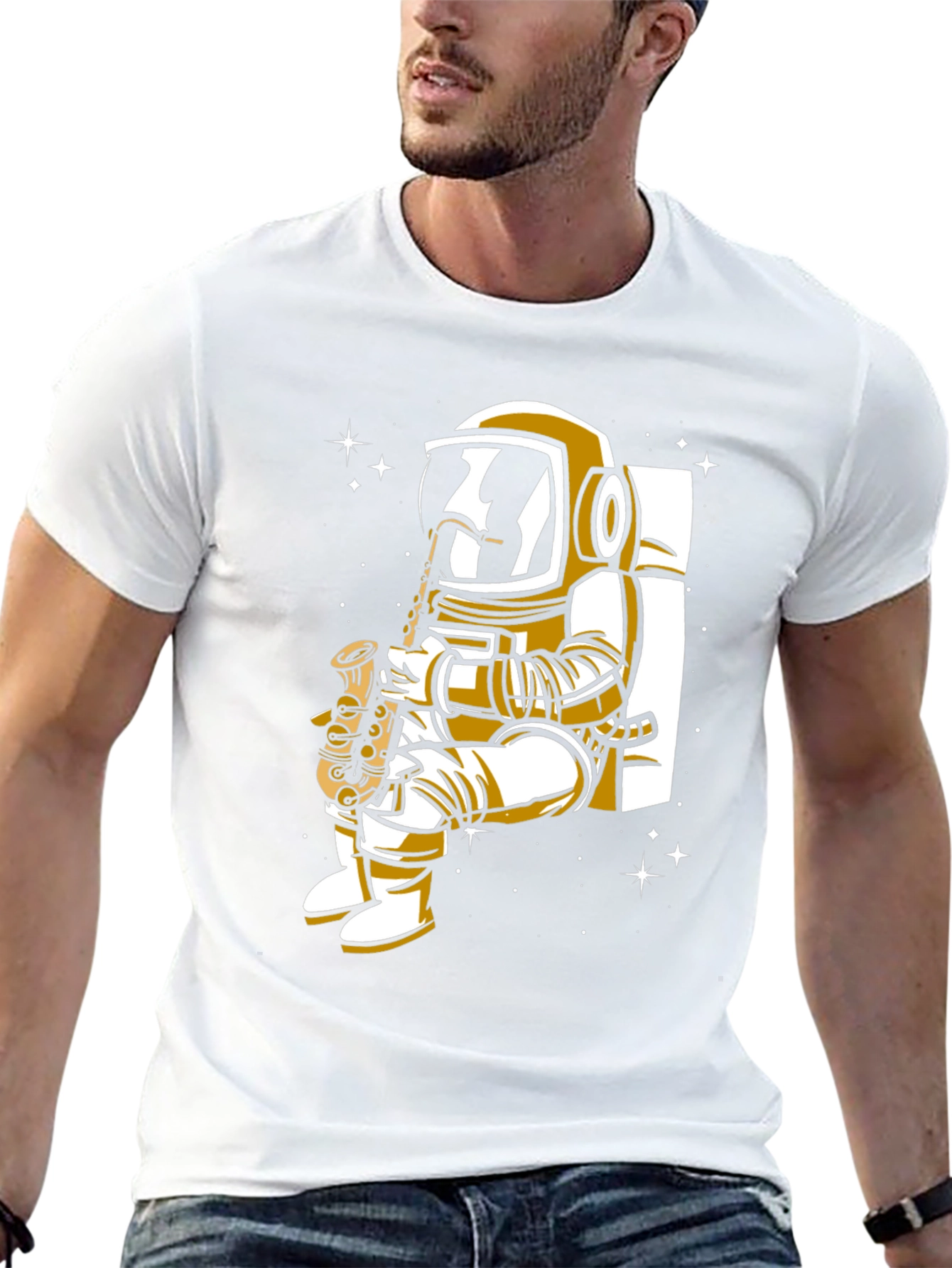 Astronaut Saxophone Player Graphic Tee