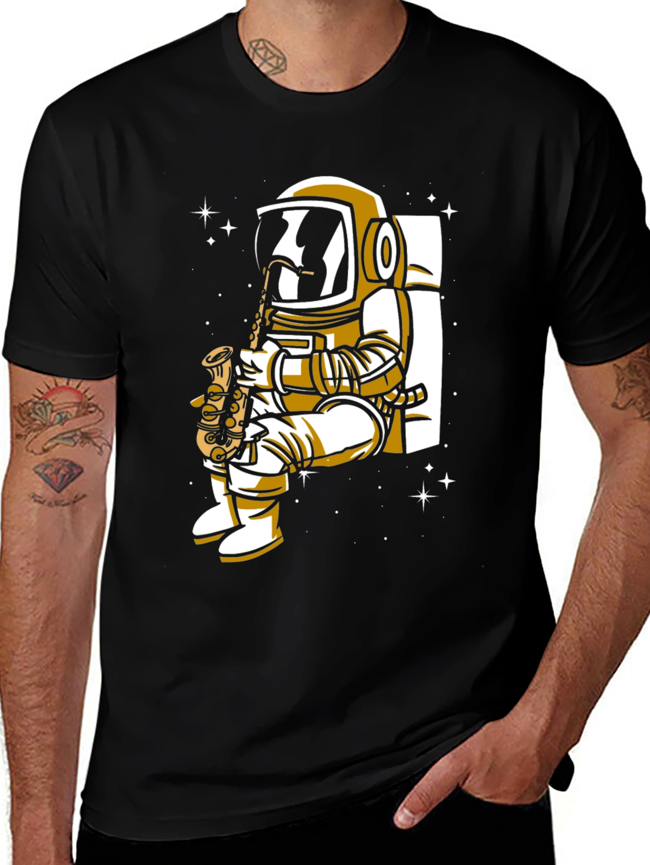 Astronaut Saxophone Player Graphic Tee