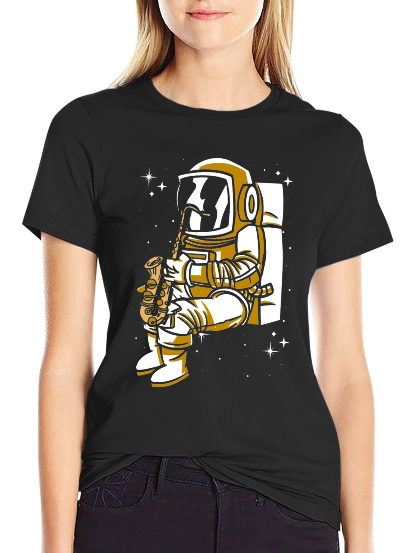 Astronaut Saxophone Player Graphic Tee