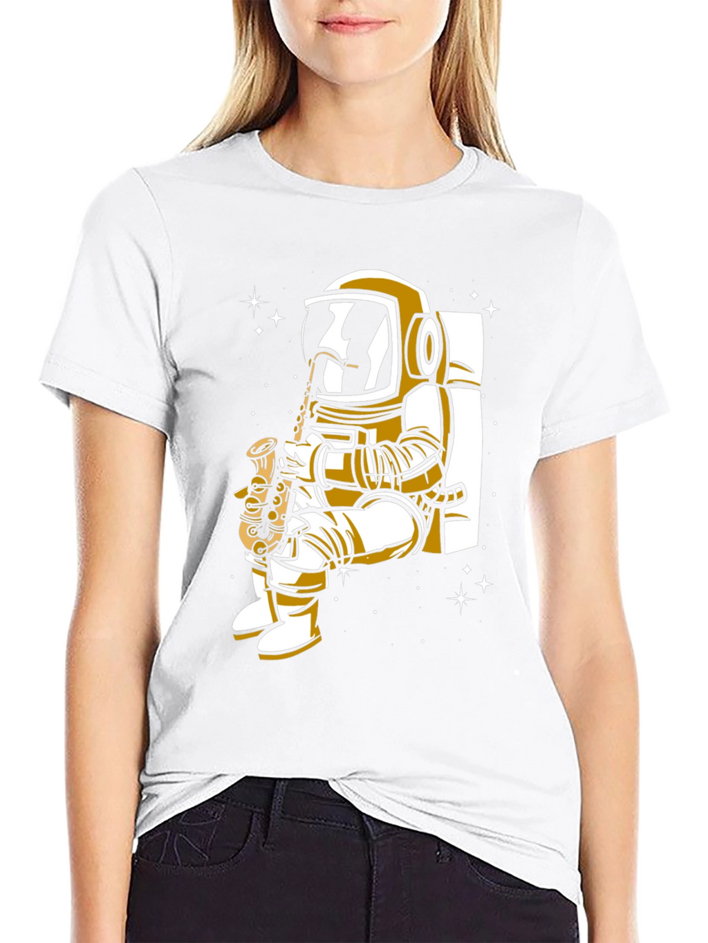 Astronaut Saxophone Player Graphic Tee