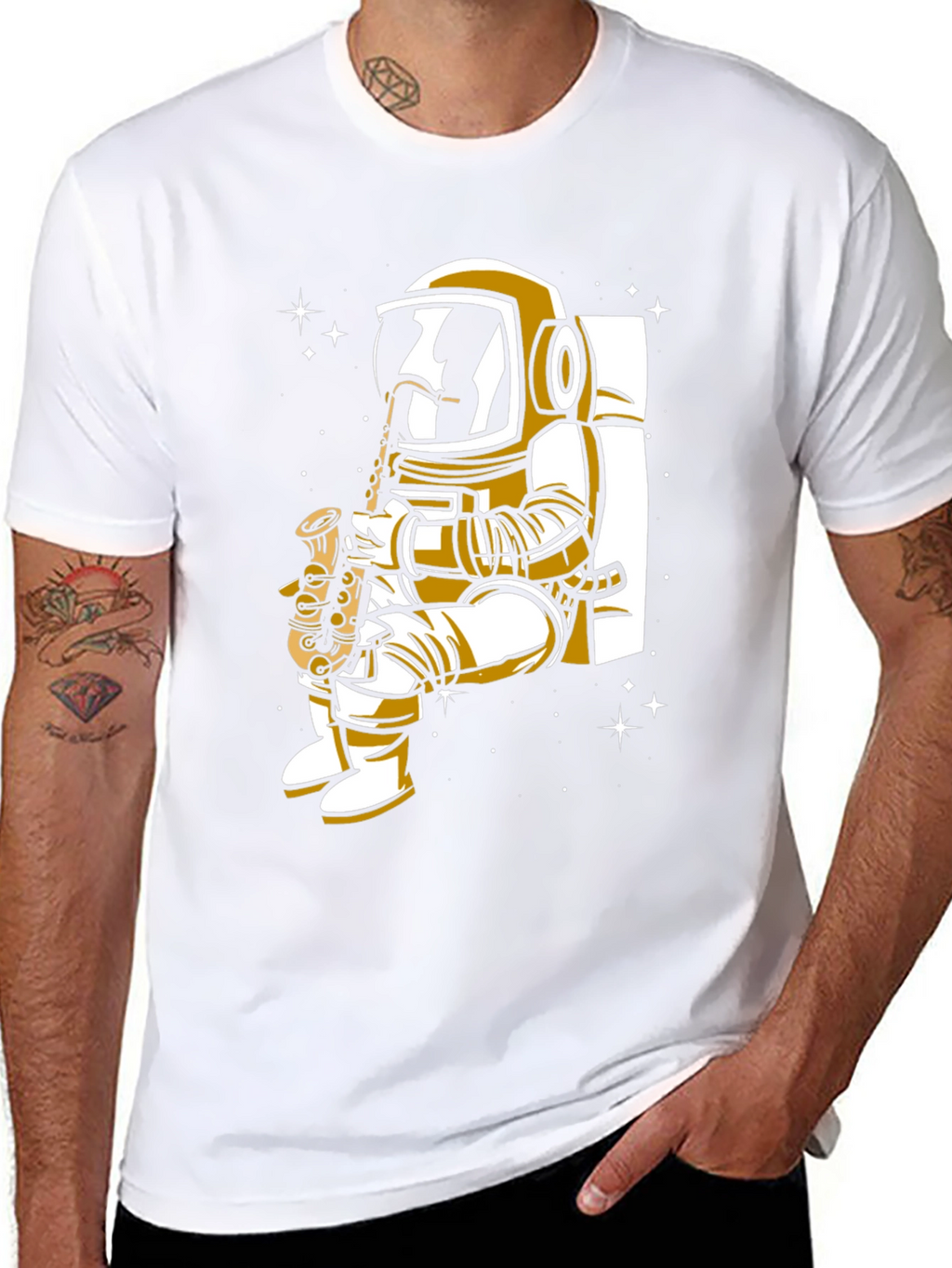 Astronaut Saxophone Player Graphic Tee