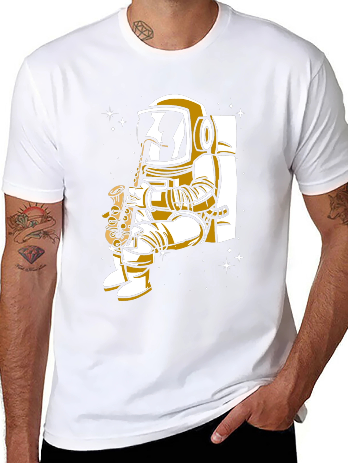 Astronaut Saxophone Player Graphic Tee