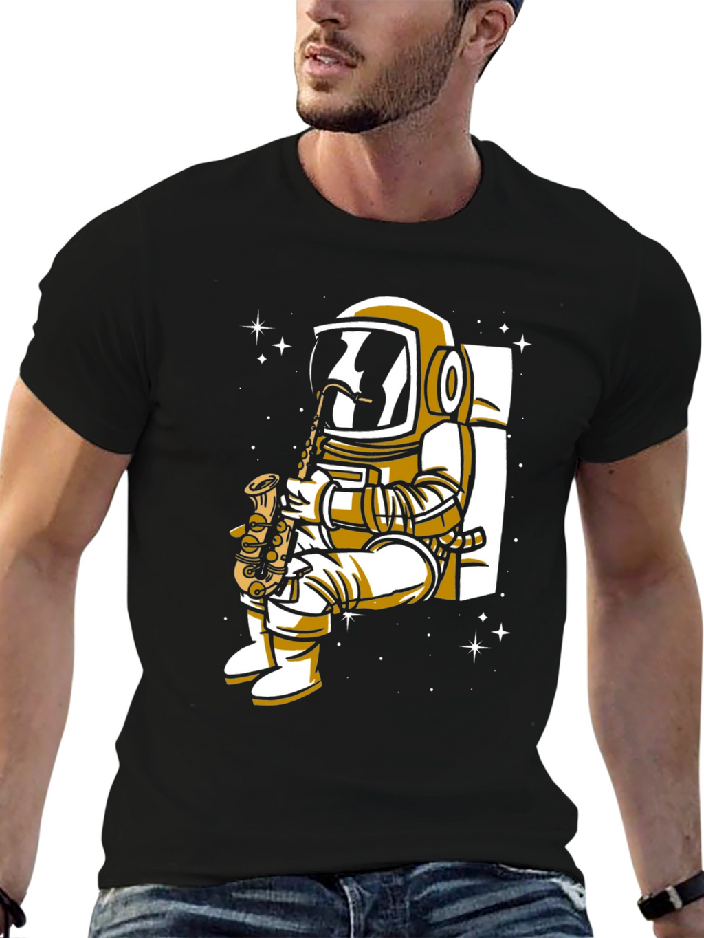 Astronaut Saxophone Player Graphic Tee