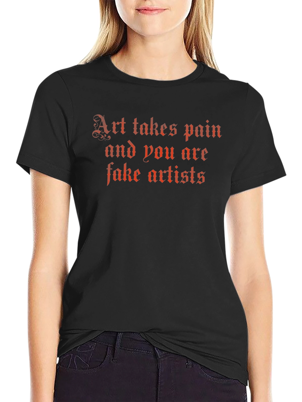 Edgy Art Takes Pain Graphic Tee - Black