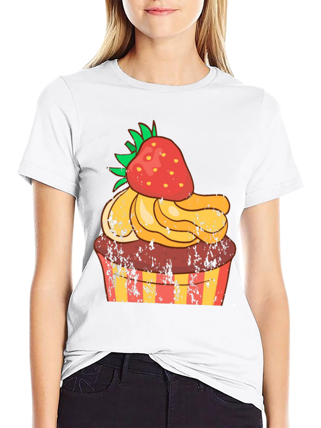 Strawberry Cupcake T-Shirt - Novelty Dessert Tee