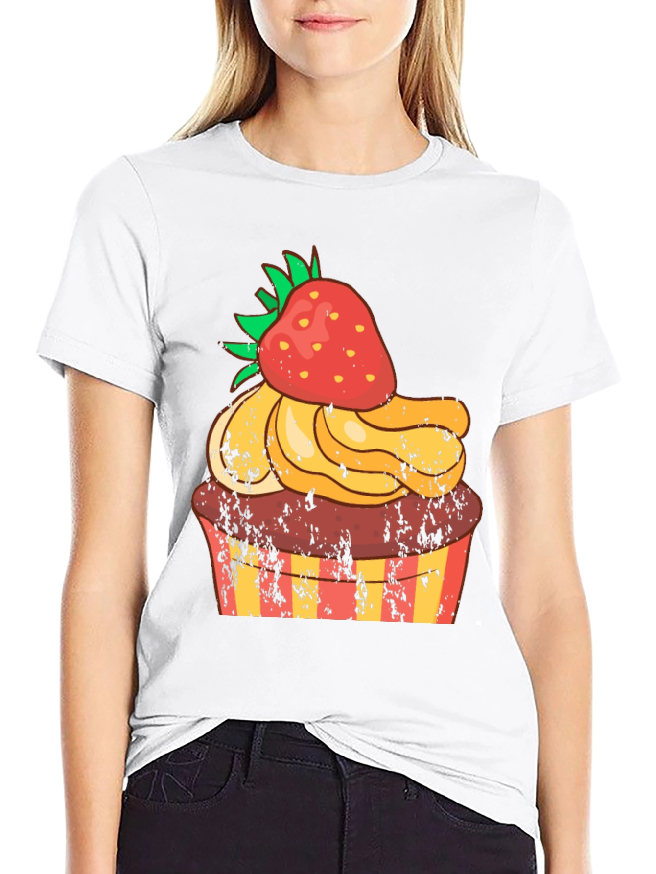 Strawberry Cupcake T-Shirt - Novelty Dessert Tee