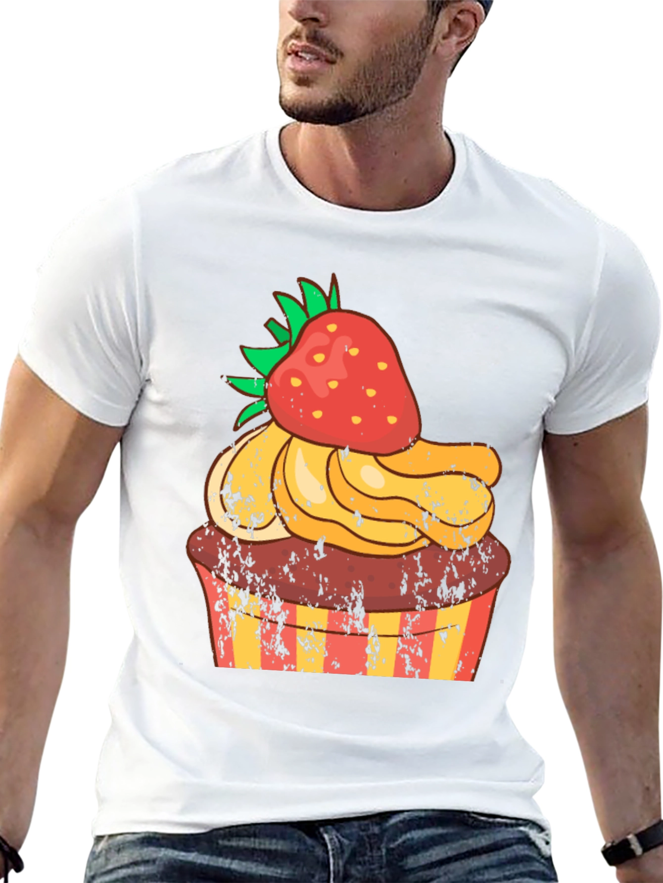 Strawberry Cupcake T-Shirt - Novelty Dessert Tee