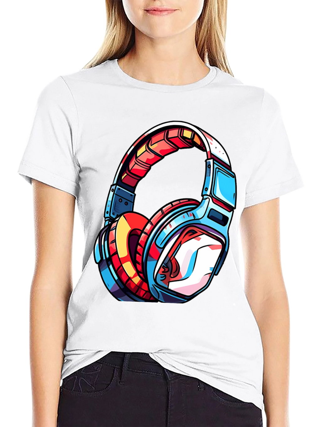 Cool Headphones Graphic Tee - Black T-Shirt