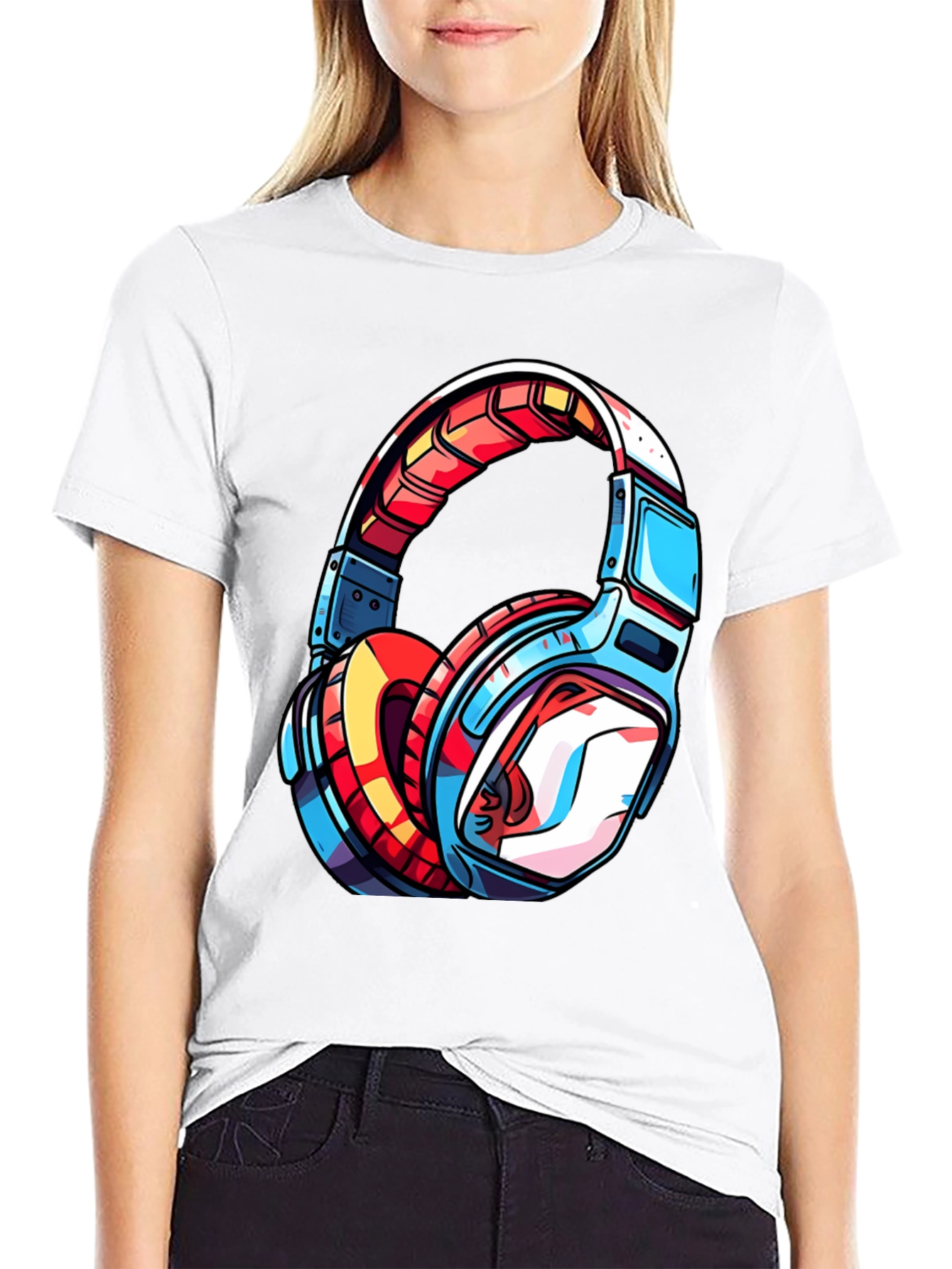Cool Headphones Graphic Tee - Black T-Shirt