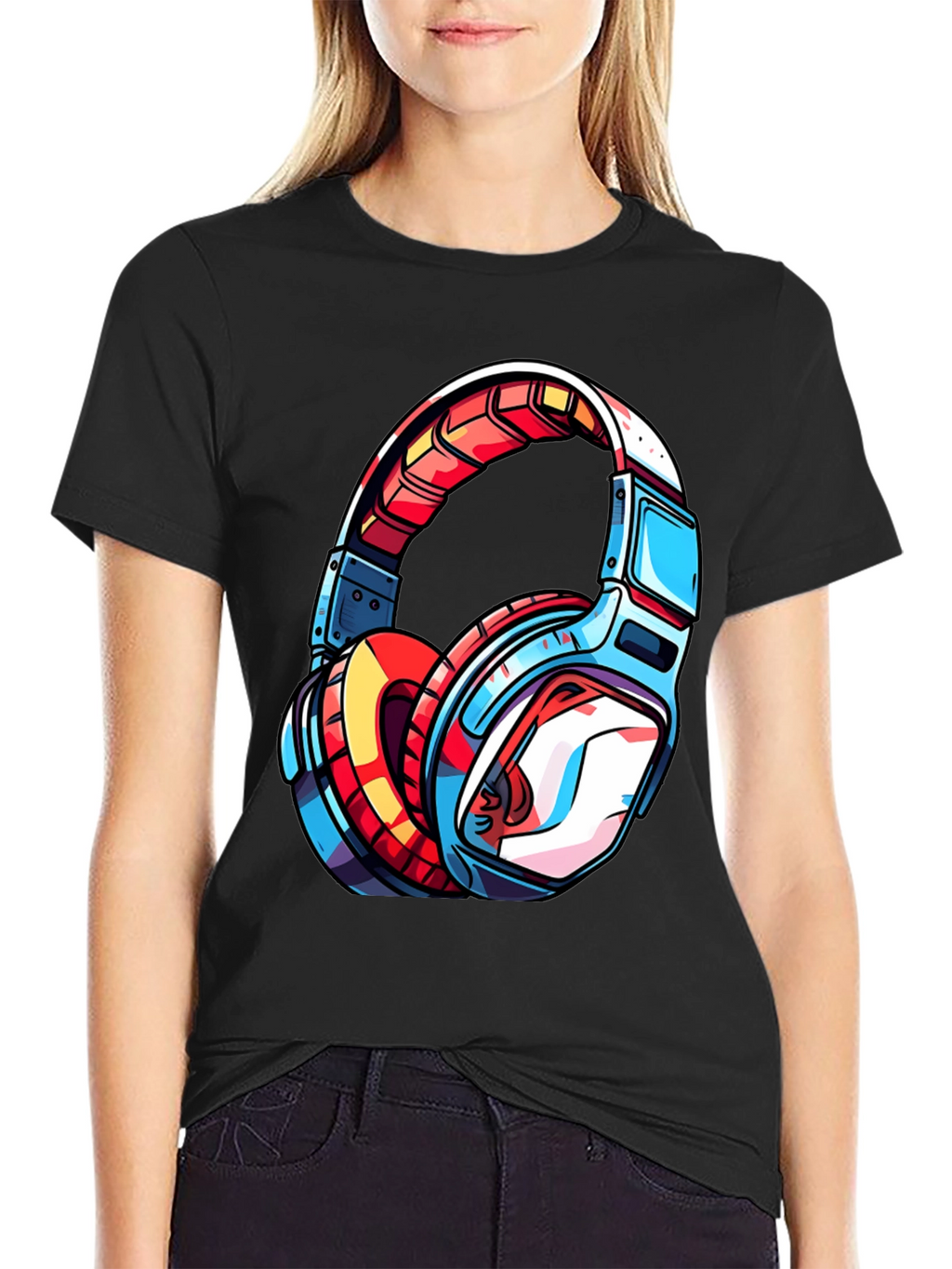 Cool Headphones Graphic Tee - Black T-Shirt