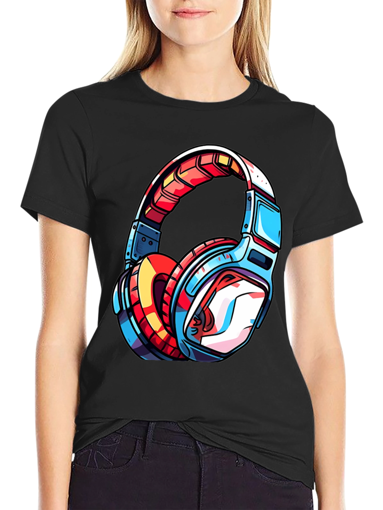 Cool Headphones Graphic Tee - Black T-Shirt