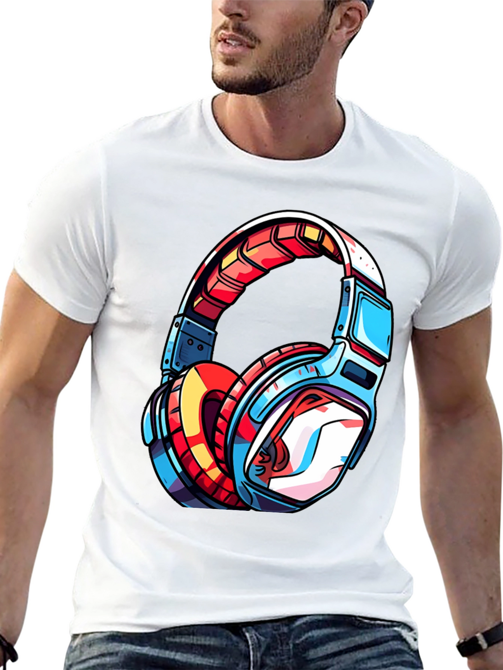 Cool Headphones Graphic Tee - Black T-Shirt