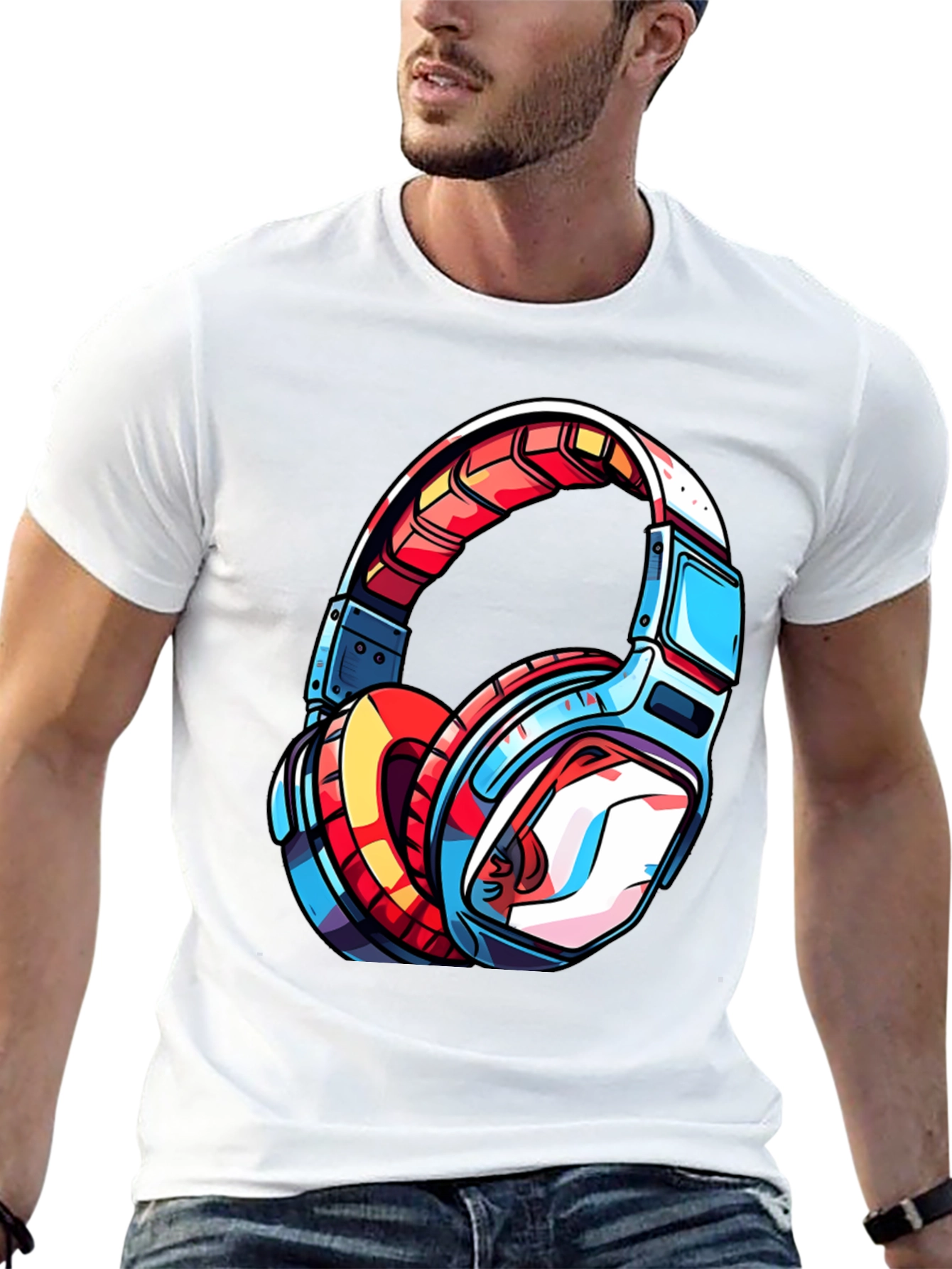 Cool Headphones Graphic Tee - Black T-Shirt