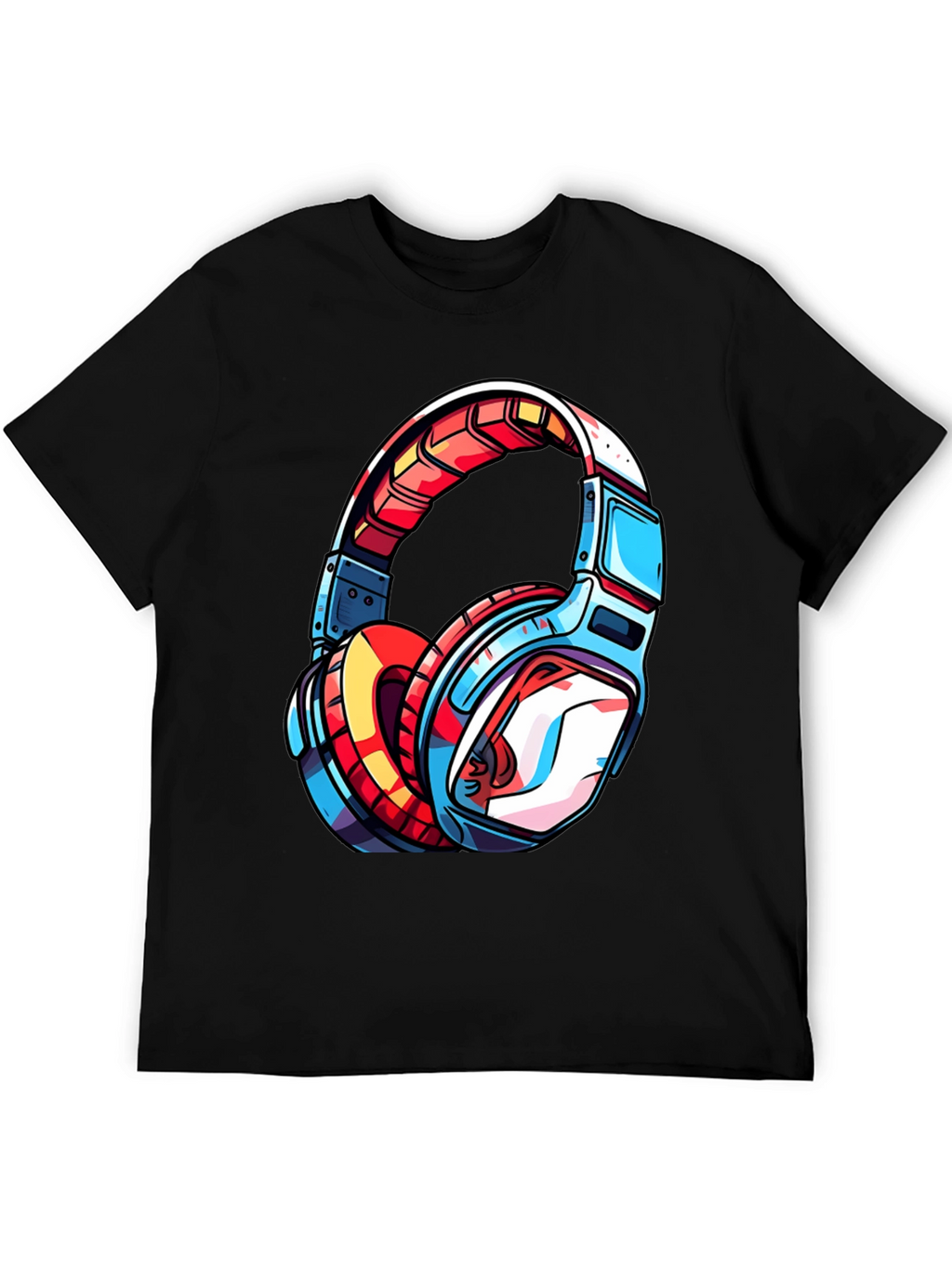 Cool Headphones Graphic Tee - Black T-Shirt