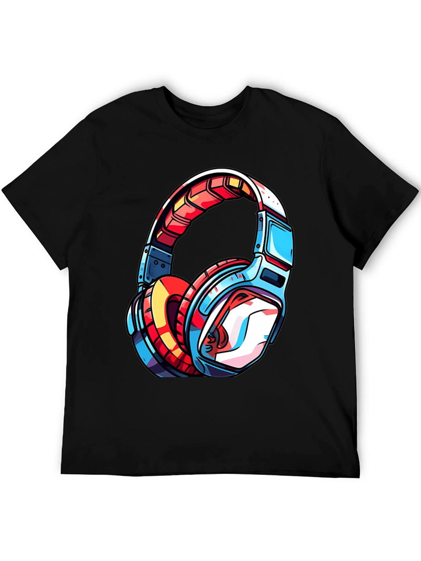 Cool Headphones Graphic Tee - Black T-Shirt