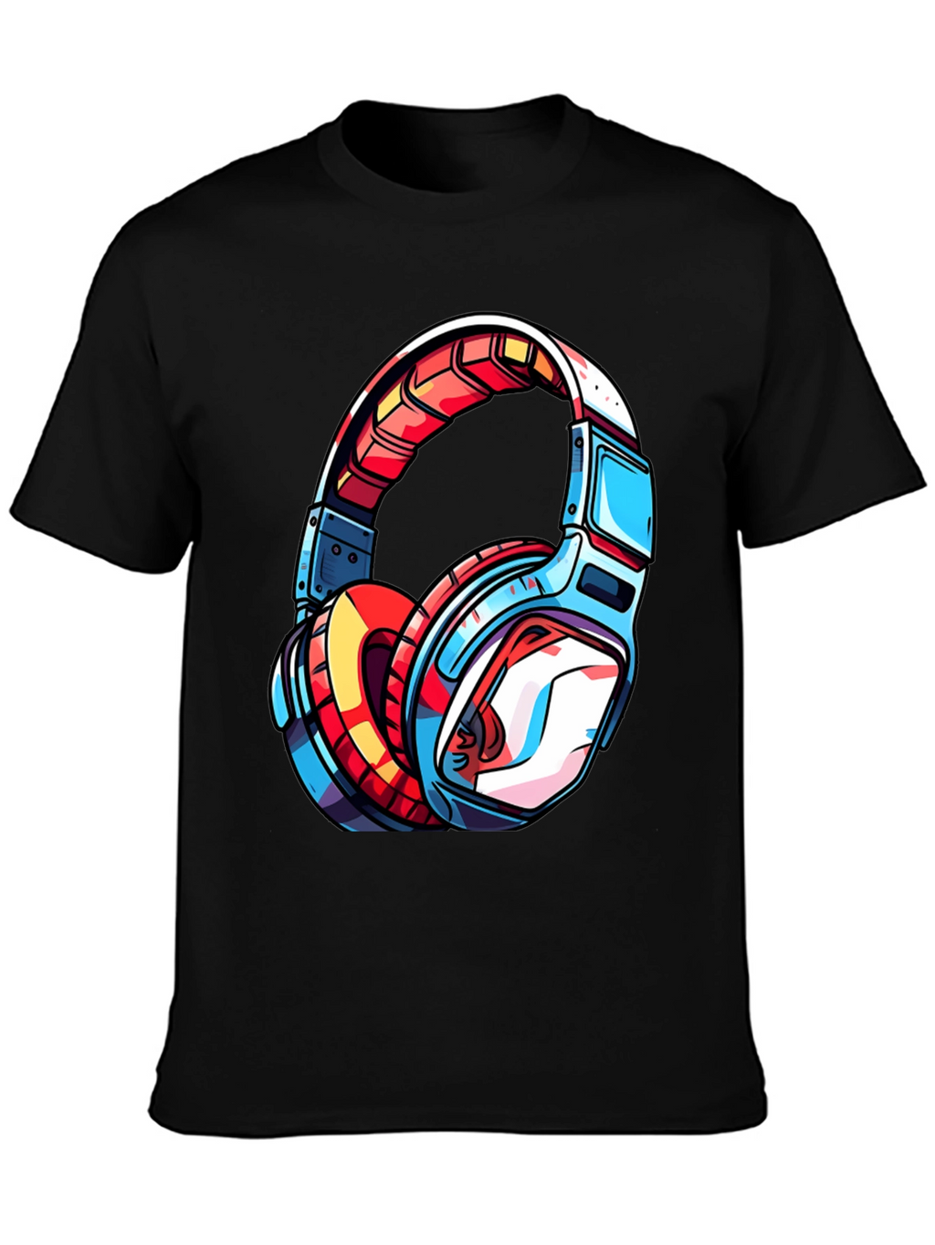 Cool Headphones Graphic Tee - Black T-Shirt