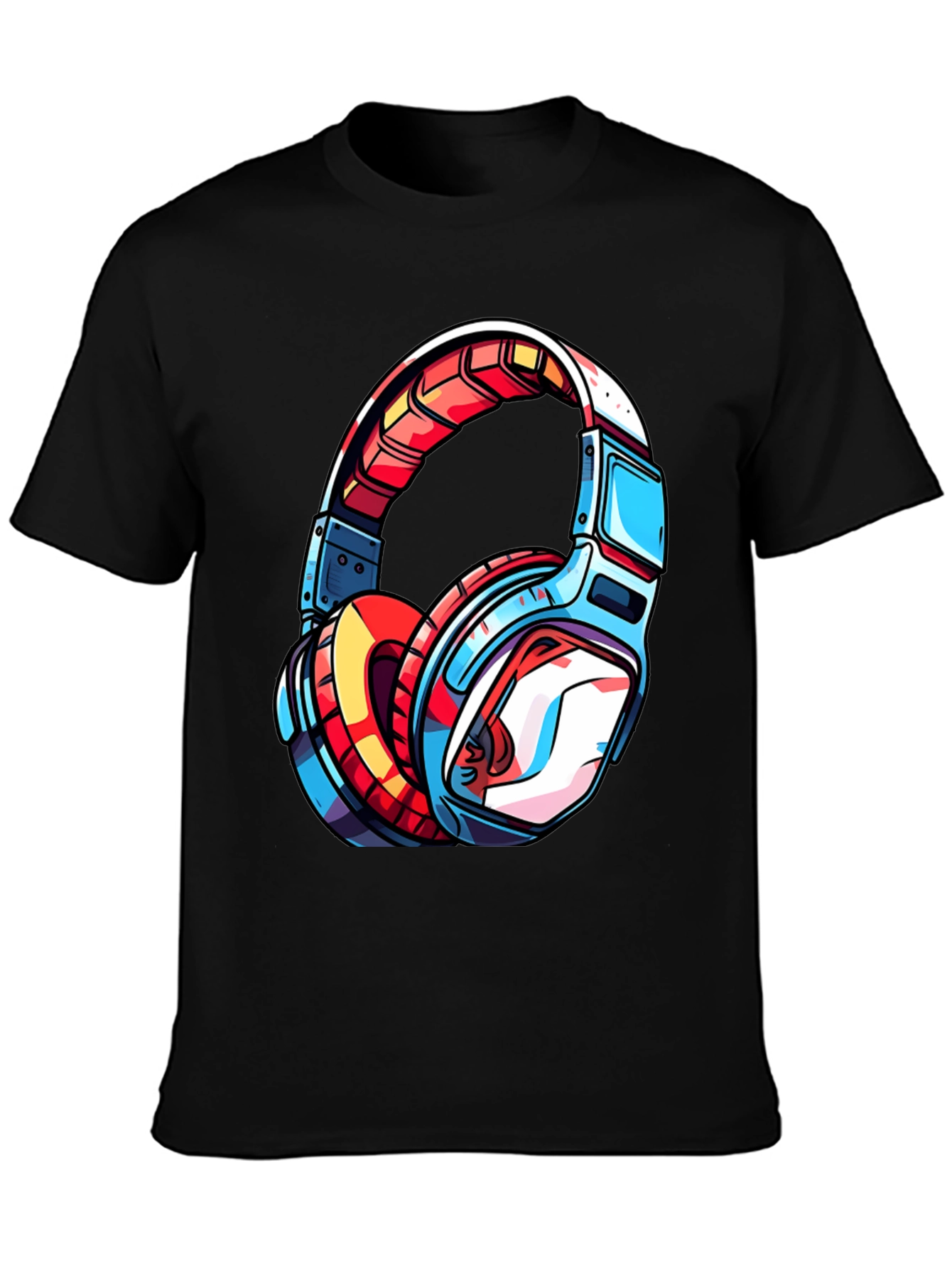 Cool Headphones Graphic Tee - Black T-Shirt