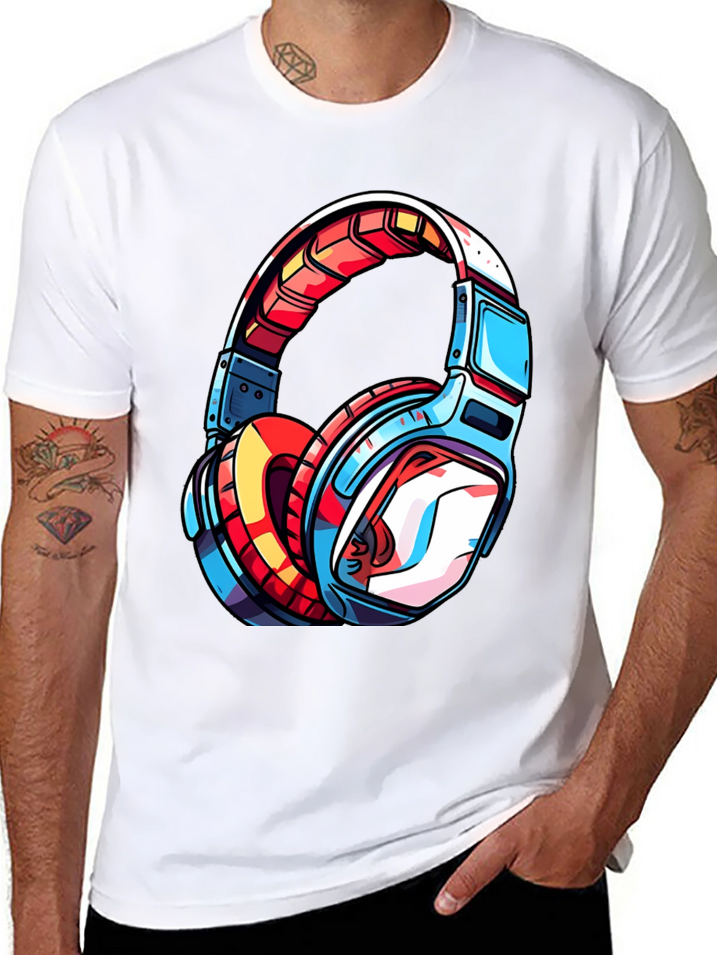 Cool Headphones Graphic Tee - Black T-Shirt