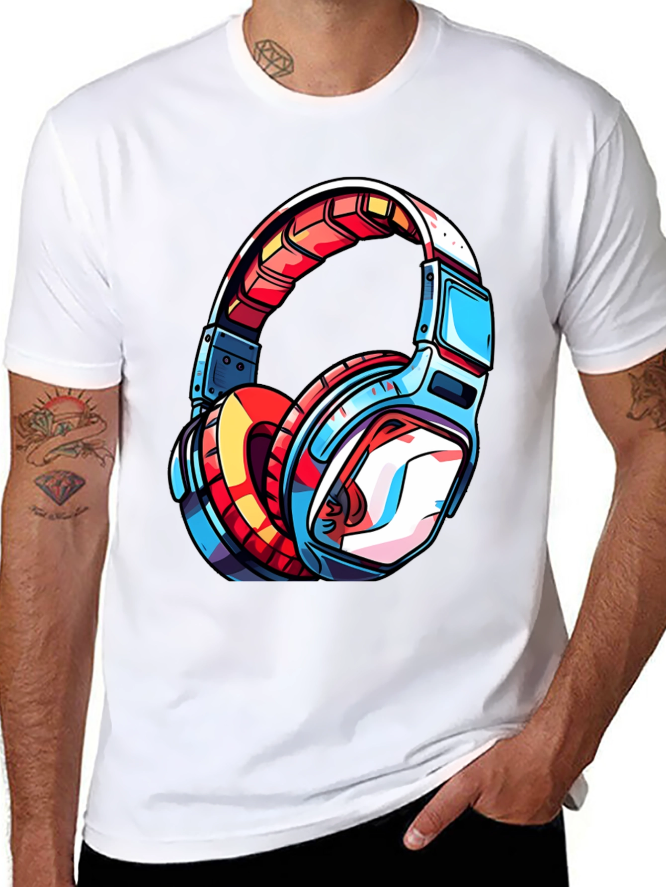 Cool Headphones Graphic Tee - Black T-Shirt