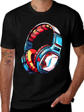Cool Headphones Graphic Tee - Black T-Shirt