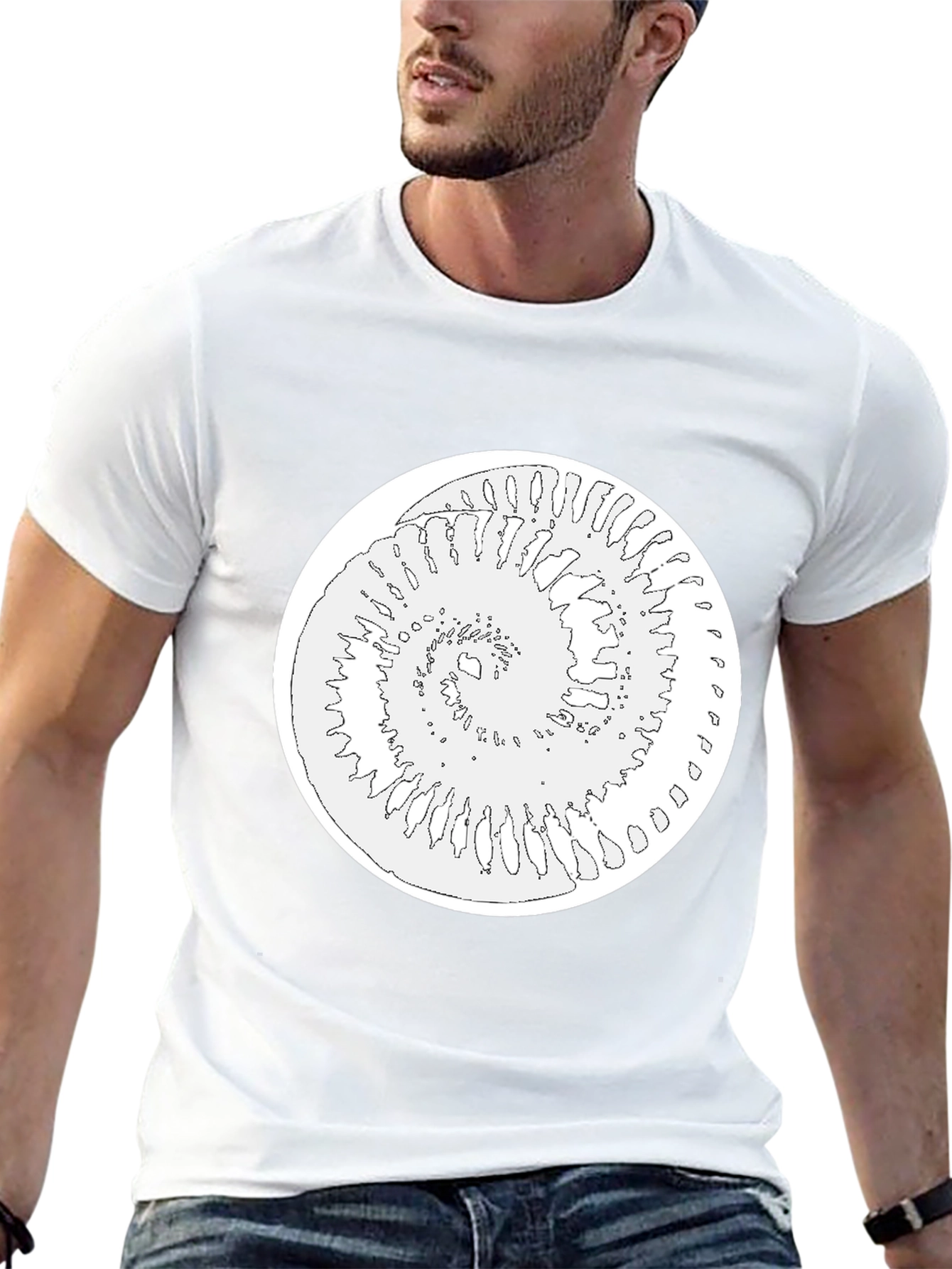 Spiral Graphic Tee - Black Cotton Blend Shirt