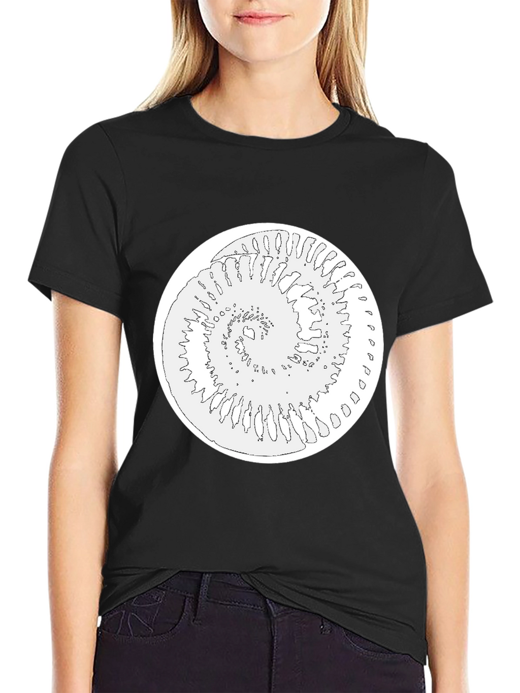 Spiral Graphic Tee - Black Cotton Blend Shirt
