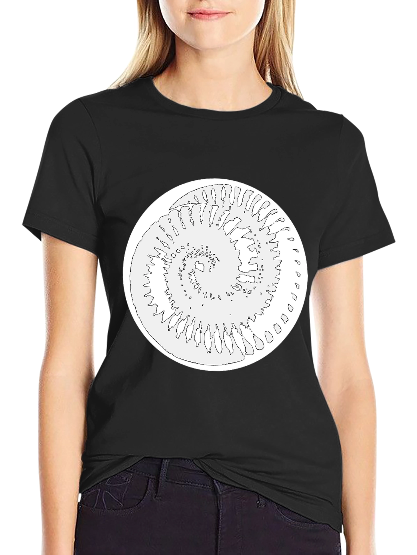 Spiral Graphic Tee - Black Cotton Blend Shirt